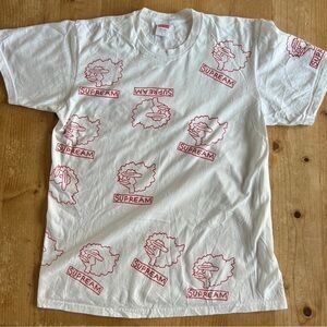 White Graphic T-Shirt with Red Print